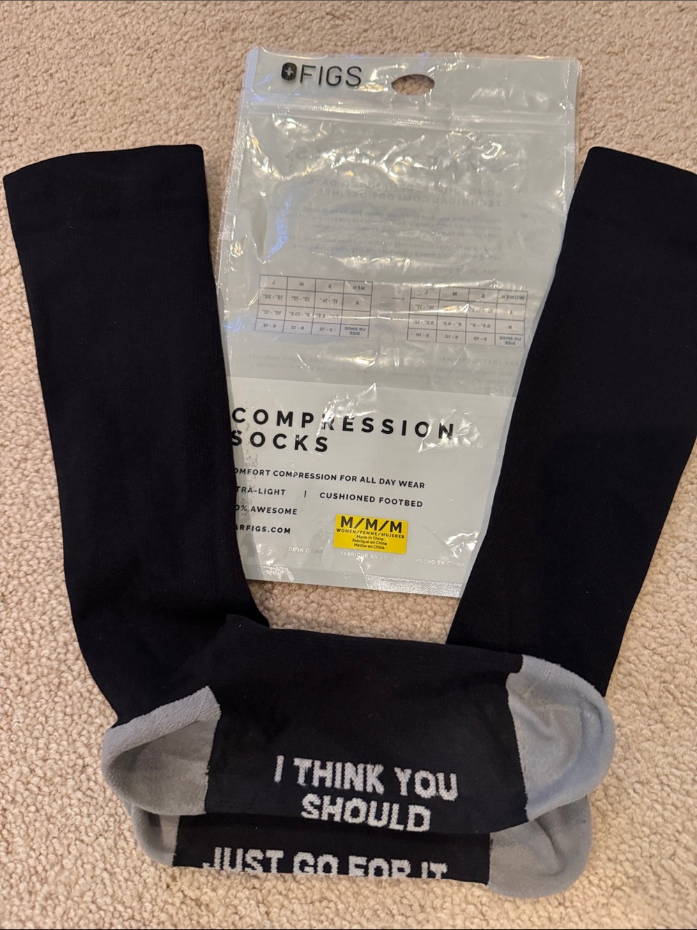 FIGS Black Compression Socks with Gray Accents